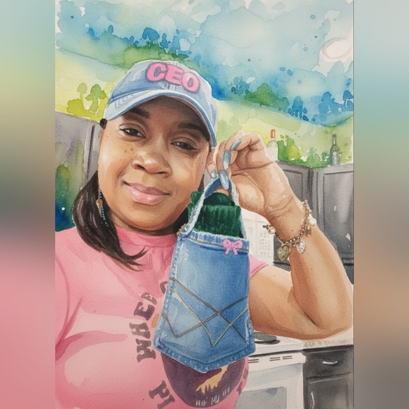 Handmade Denim Pocket Pouch Filled With Goodies! - Picture 7 of 7